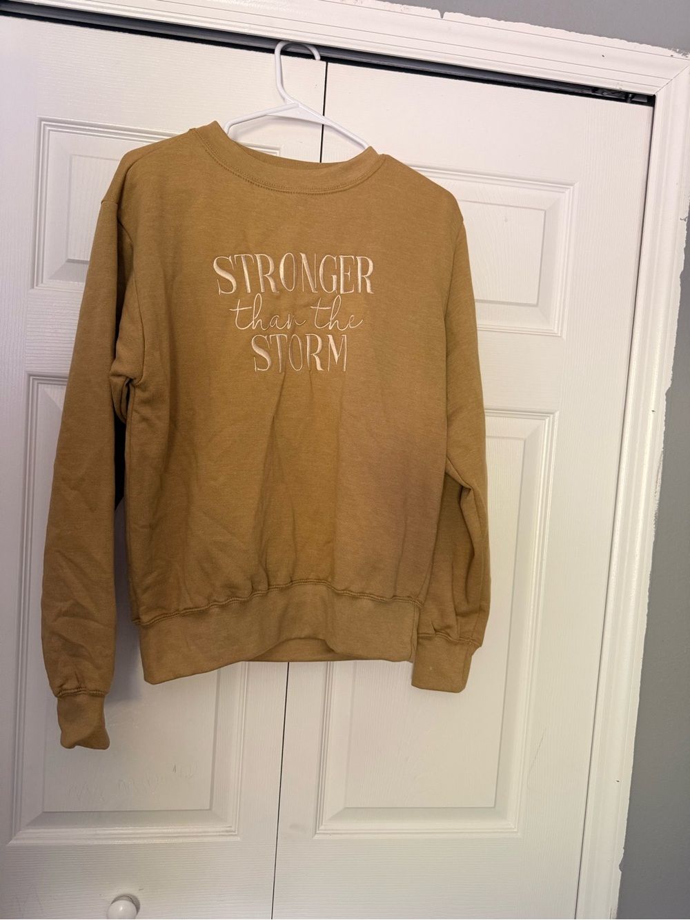 Stronger Than The Storm Pullover Sweatshirt - Tan Crewneck